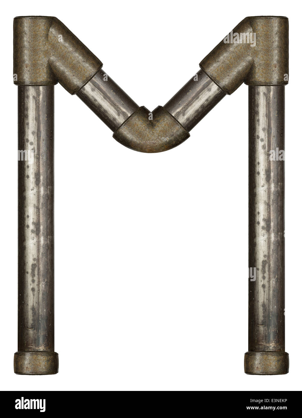 Tubo de metal industrial letra del alfabeto Foto de stock