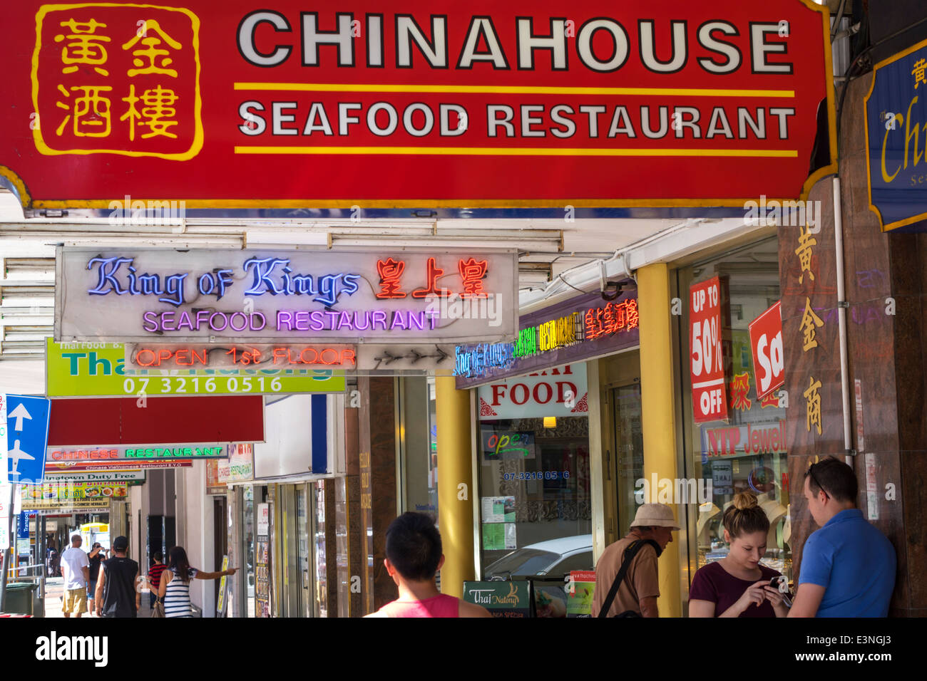 Brisbane Australiafortitude Valleychinatownrestaurantes Comida Comedor Cafésletreroneón