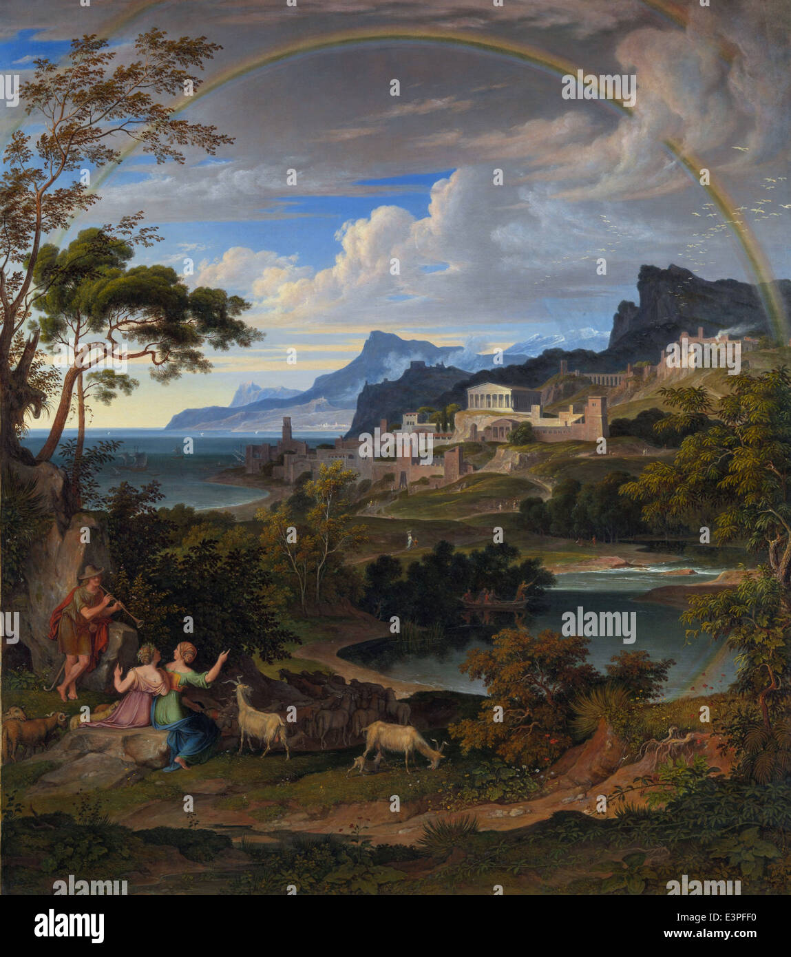 Joseph Anton Koch - heroico paisaje con arco iris - 1824 - MET Museum - New-York Foto de stock