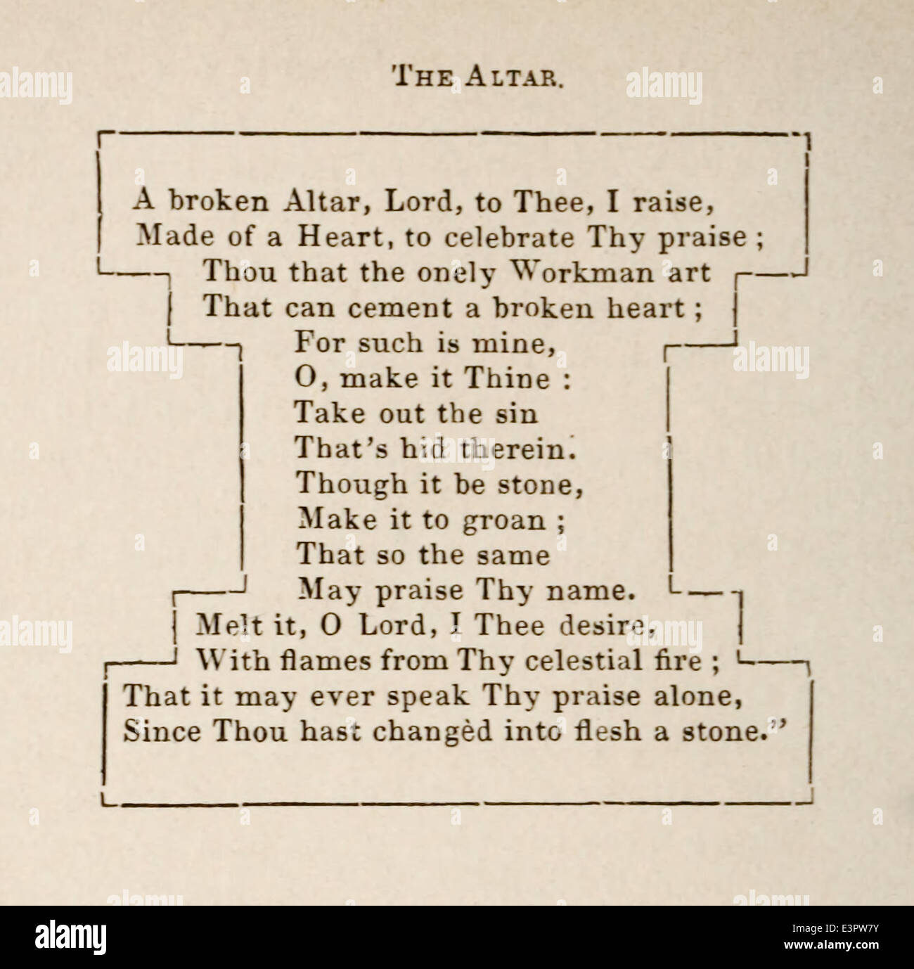 George Herbert (1593-1633) poema 'El Altar' publicado por primera vez en 'El templo' en 1633. Foto de stock