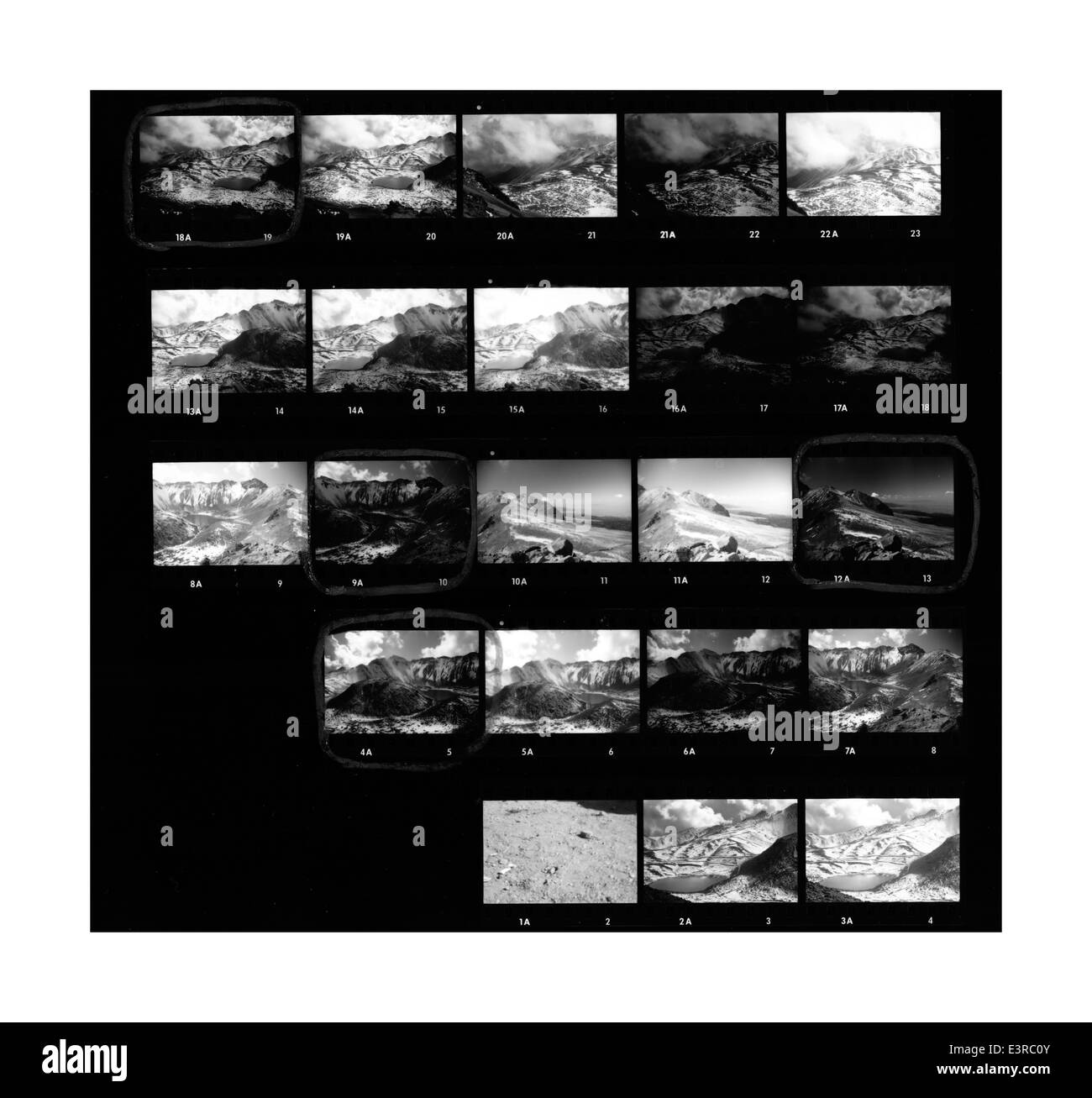 Hoja de contacto de viejas películas de negativos en blanco y negro sobre papel  fotográfico tradicional Fotografía de stock - Alamy