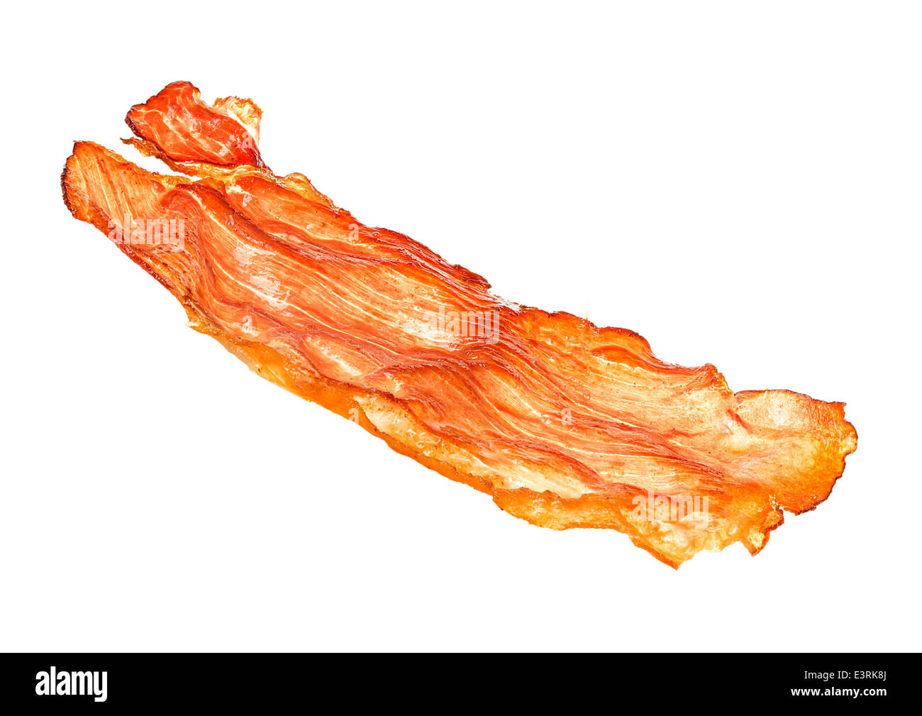 Bacon close-up aislados sobre fondo blanco. Foto de stock