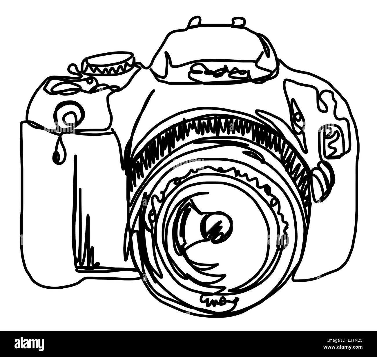 Dibujo de línea continua de una cámara Foto de stock