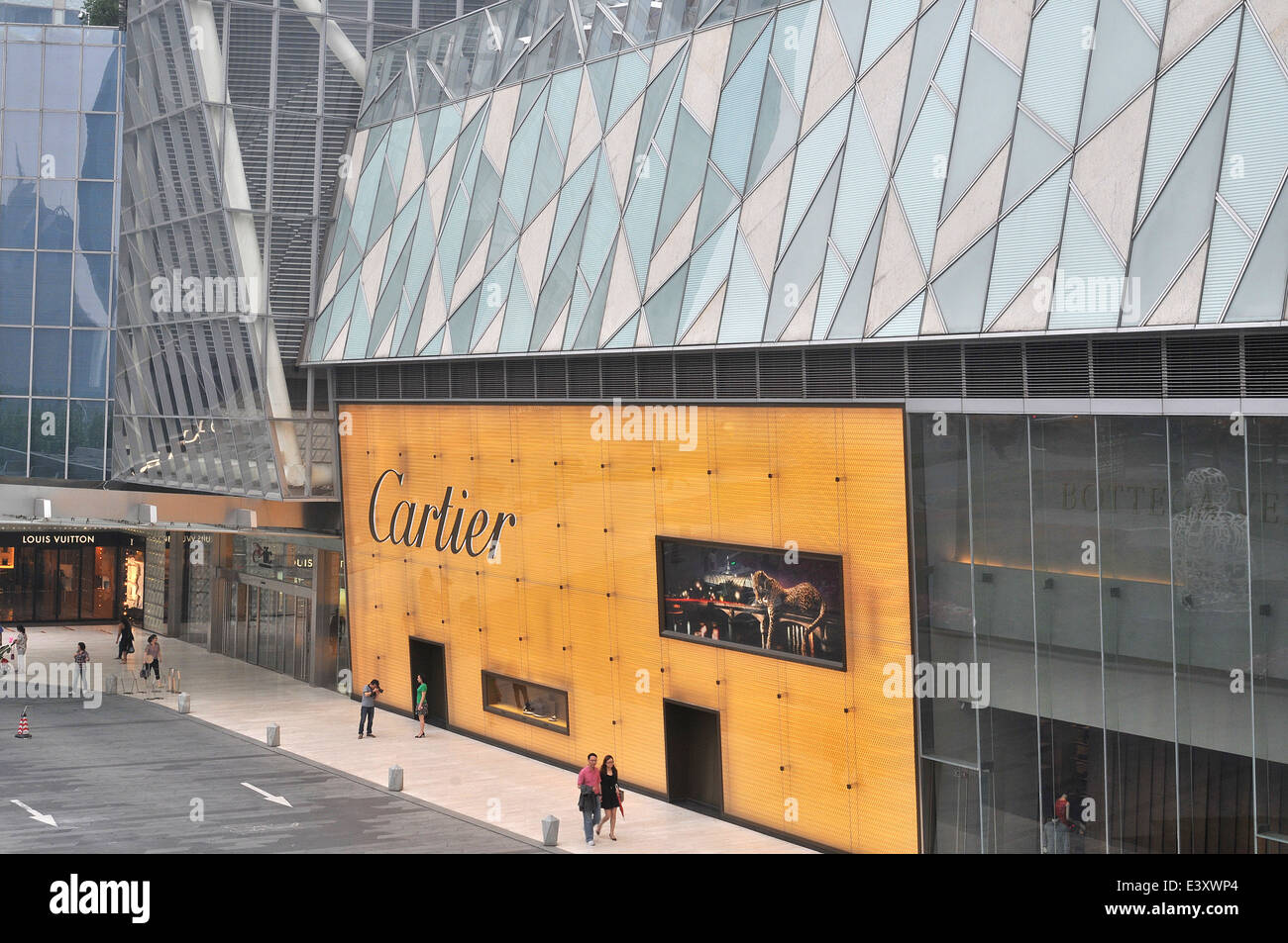 Louis Vuitton y Cartier boutiques de Pudong de Shanghai, China Foto de stock
