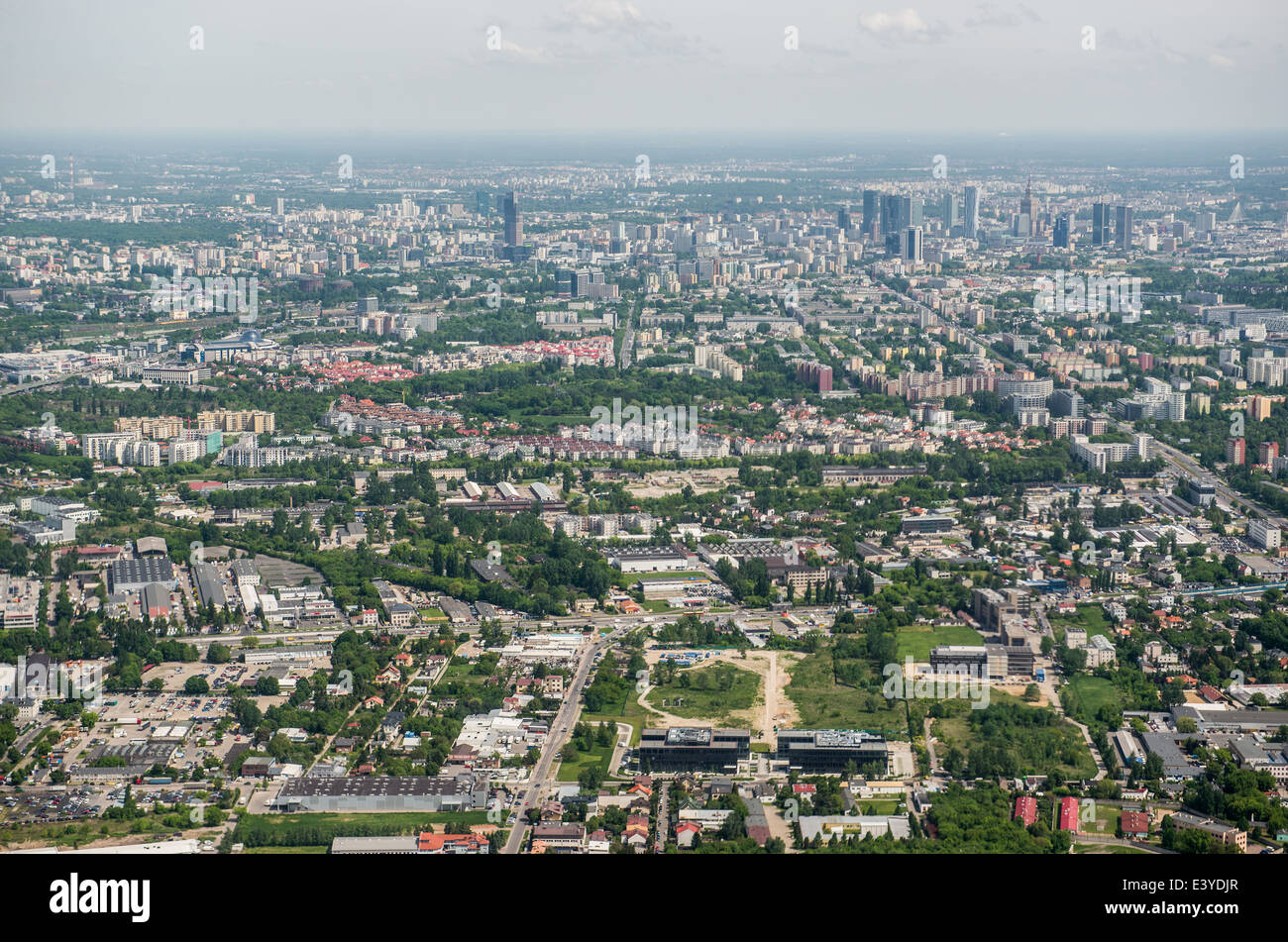 Vista aérea de Varsovia, capital de Polonia Foto de stock