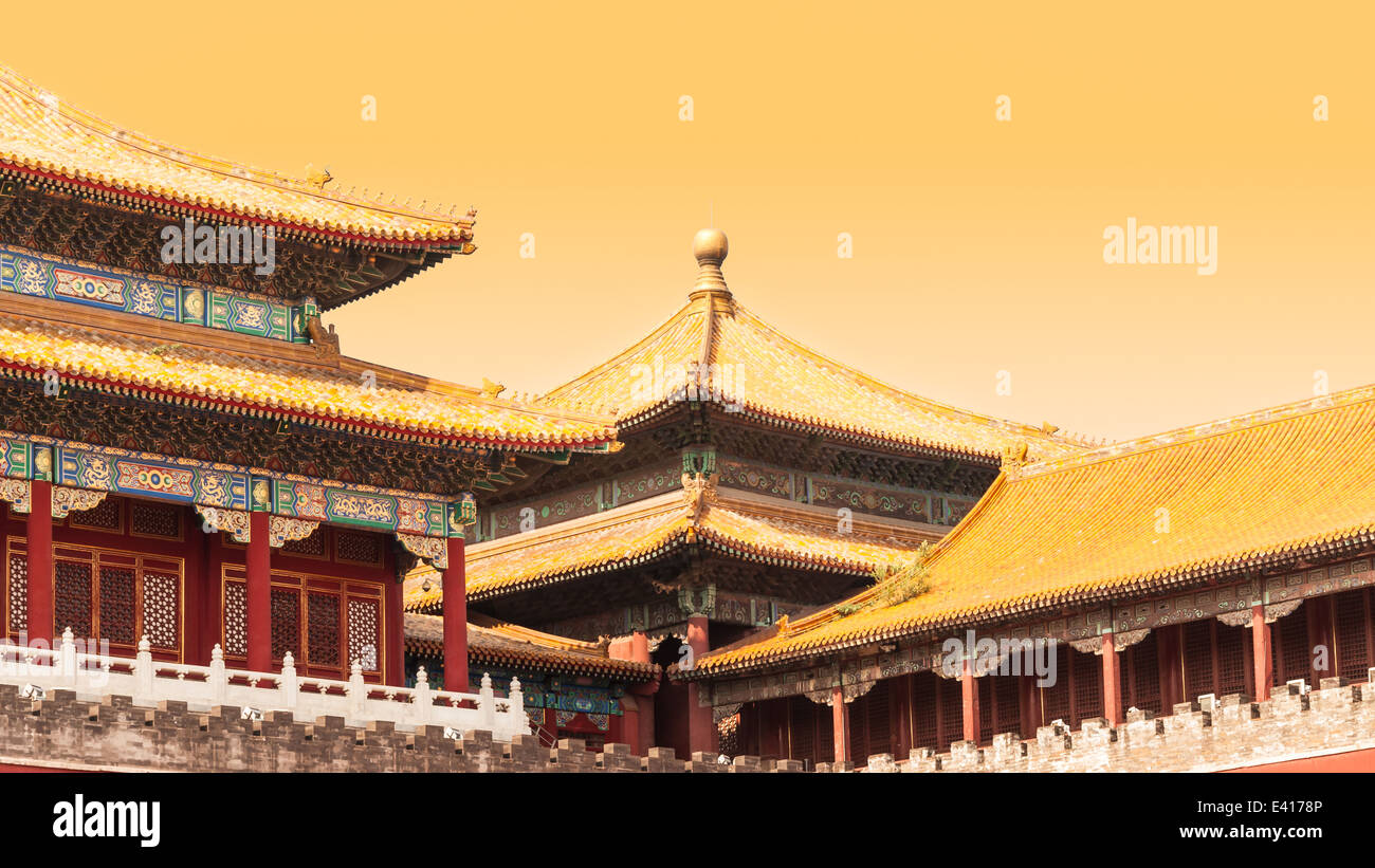 La arquitectura tradicional china en la Ciudad Prohibida en Beijing, China. Foto de stock