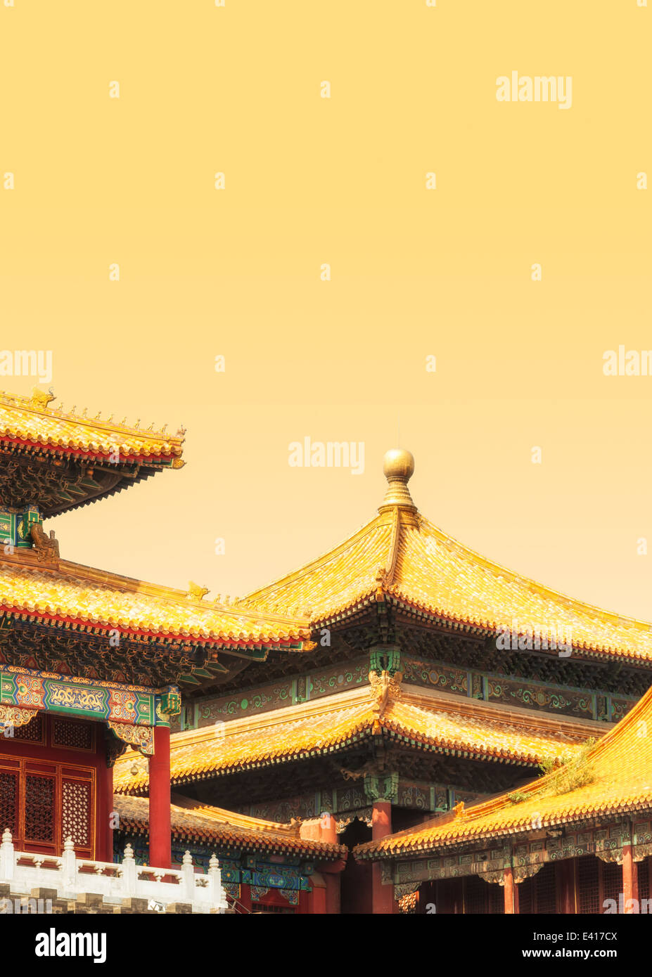 La arquitectura tradicional china en la Ciudad Prohibida en Beijing, China. Foto de stock