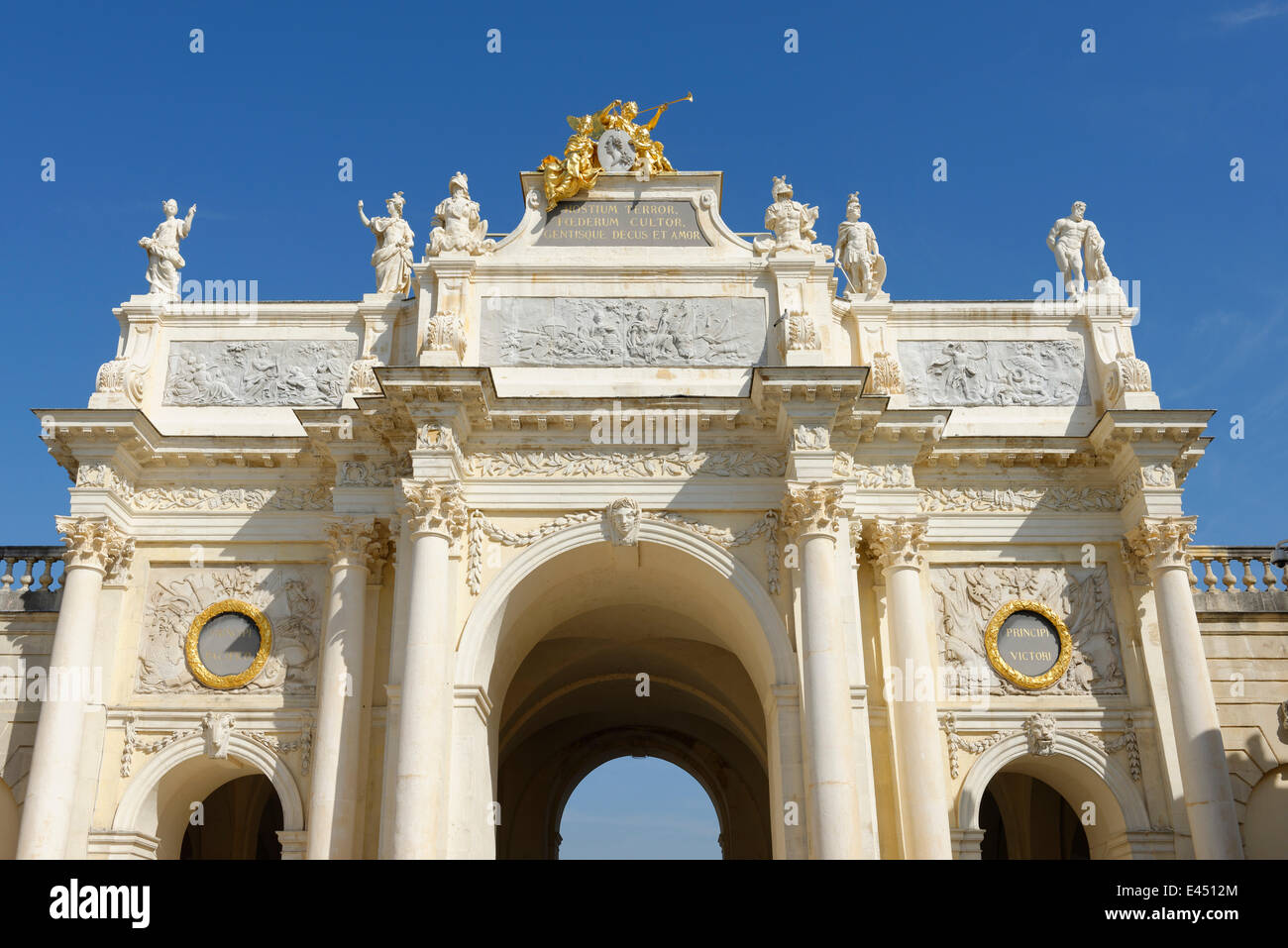 Arco arco triunfal Héré, Place Stanislas, Sitio del Patrimonio Mundial de la UNESCO, Nancy, departamento del Mosa, Francia Foto de stock