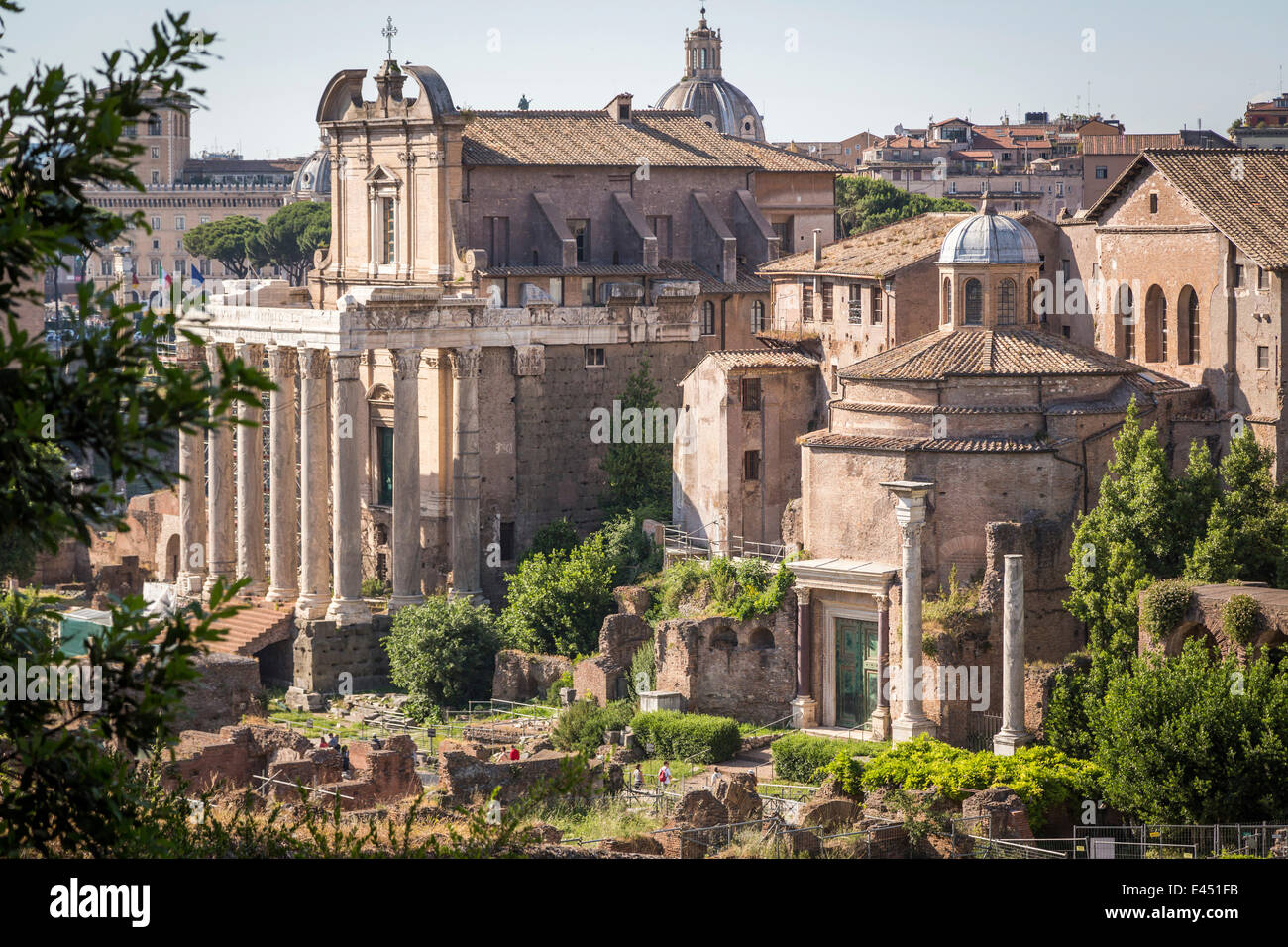 Templo de Antonino y Faustina, Foro Romano, Roma, Lazio, Italia Foto de stock