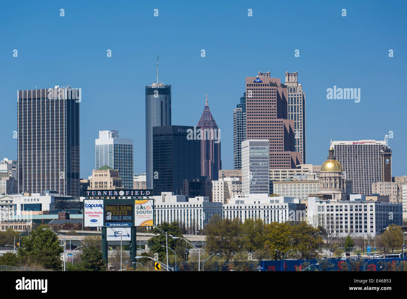 El horizonte de la ciudad de Atlanta, Georgia, EE.UU. Foto de stock