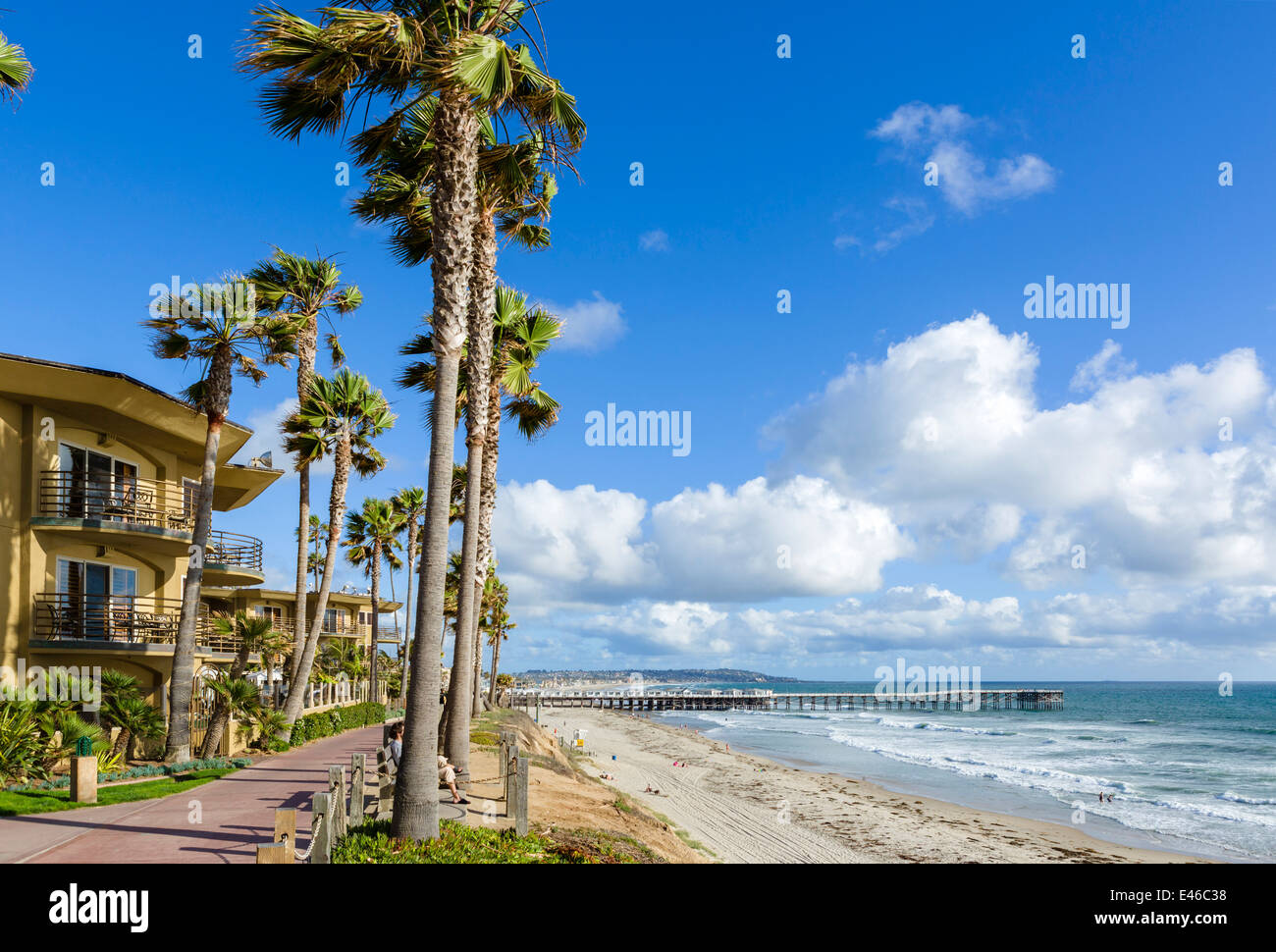 Ocean Front Walk, Mission Beach, San Diego, California, EE.UU. Foto de stock
