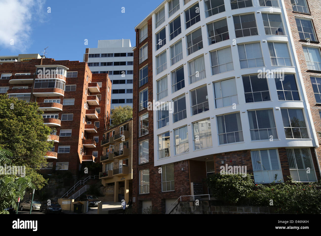 Apartamentos en el suburbio de Sydney Elizabeth Bay en Sydney's East. Foto de stock