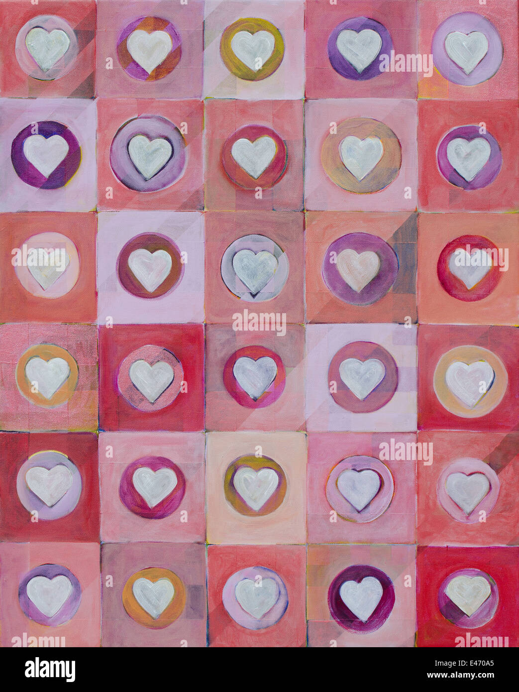 El arte abstracto, contemporáneo pintura geométrica de corazones Foto de stock