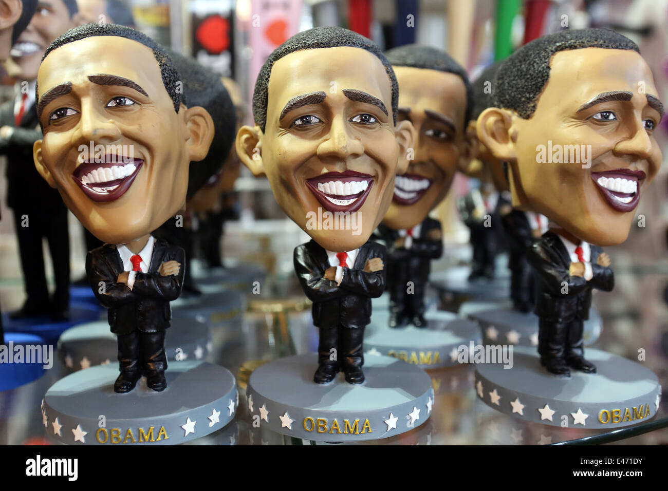 Nueva York, Estados Unidos, las cifras del presidente estadounidense Barack Obama Foto de stock