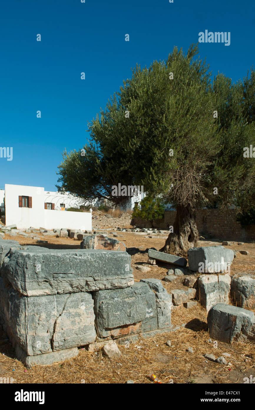 Griechenland, Rodas, Lindos, Ausgrabungen unterhalb des teatros Foto de stock
