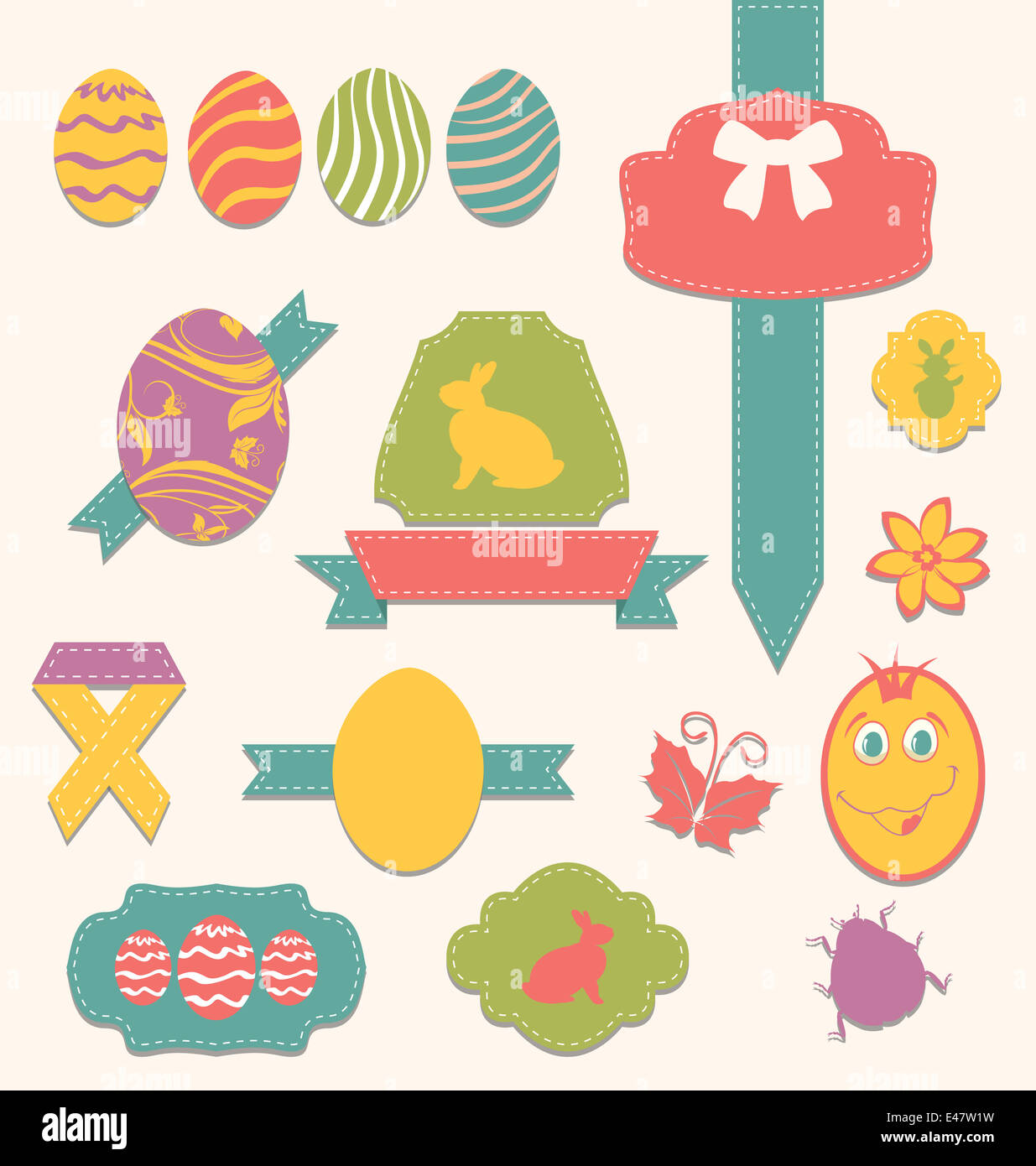 Ilustración Pascua scrapbook set - etiquetas, cintas y otros elementos (2)  - vector Fotografía de stock - Alamy