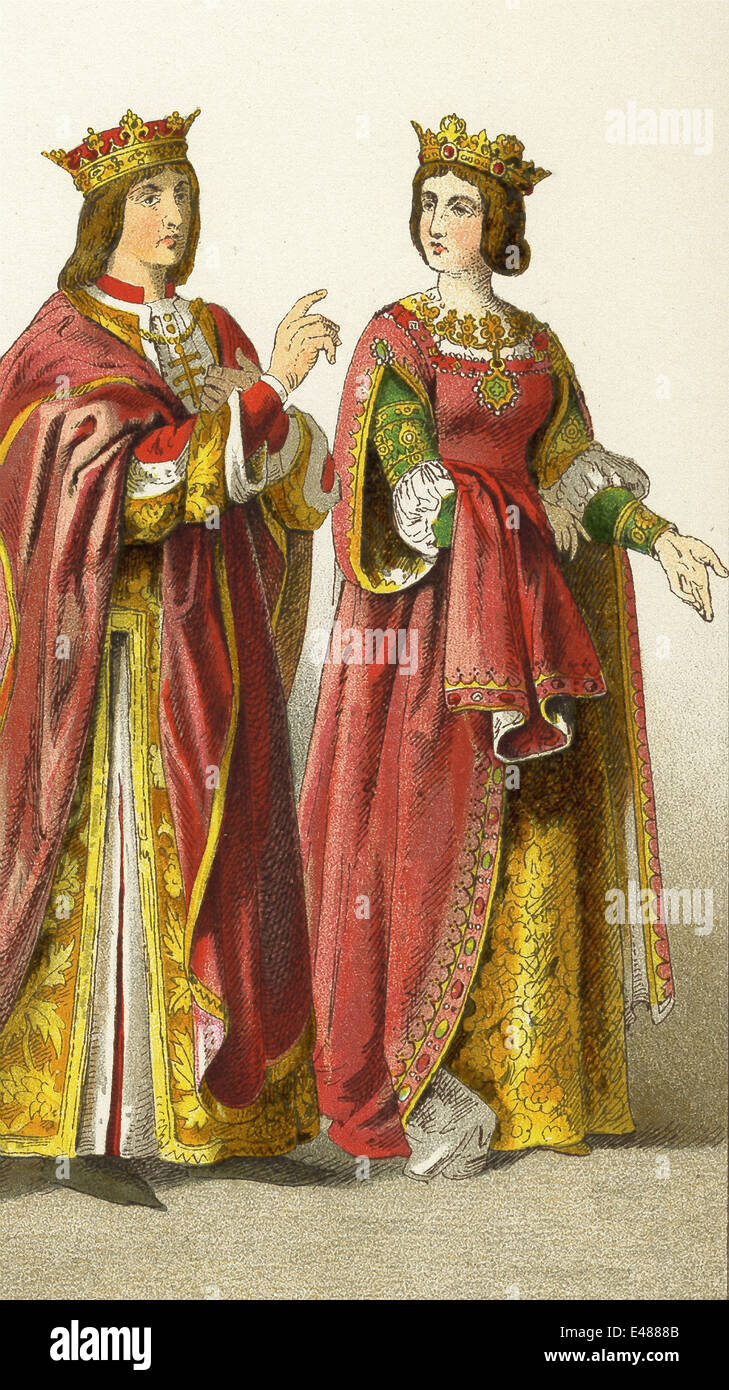 Aquí las cifras representan el rey Fernando y la reina Isabel de España. La  ilustración se remonta a 1882 Fotografía de stock - Alamy