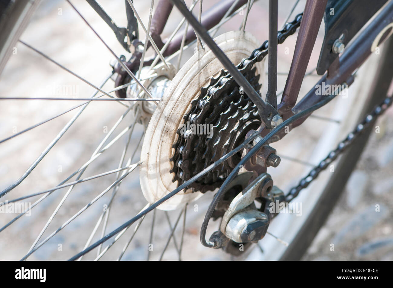 El piñón de la rueda trasera de la bicicleta Fotografía de stock - Alamy
