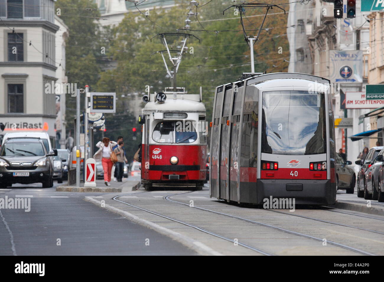 El tranvía en Viena, Austria, Europa Foto de stock