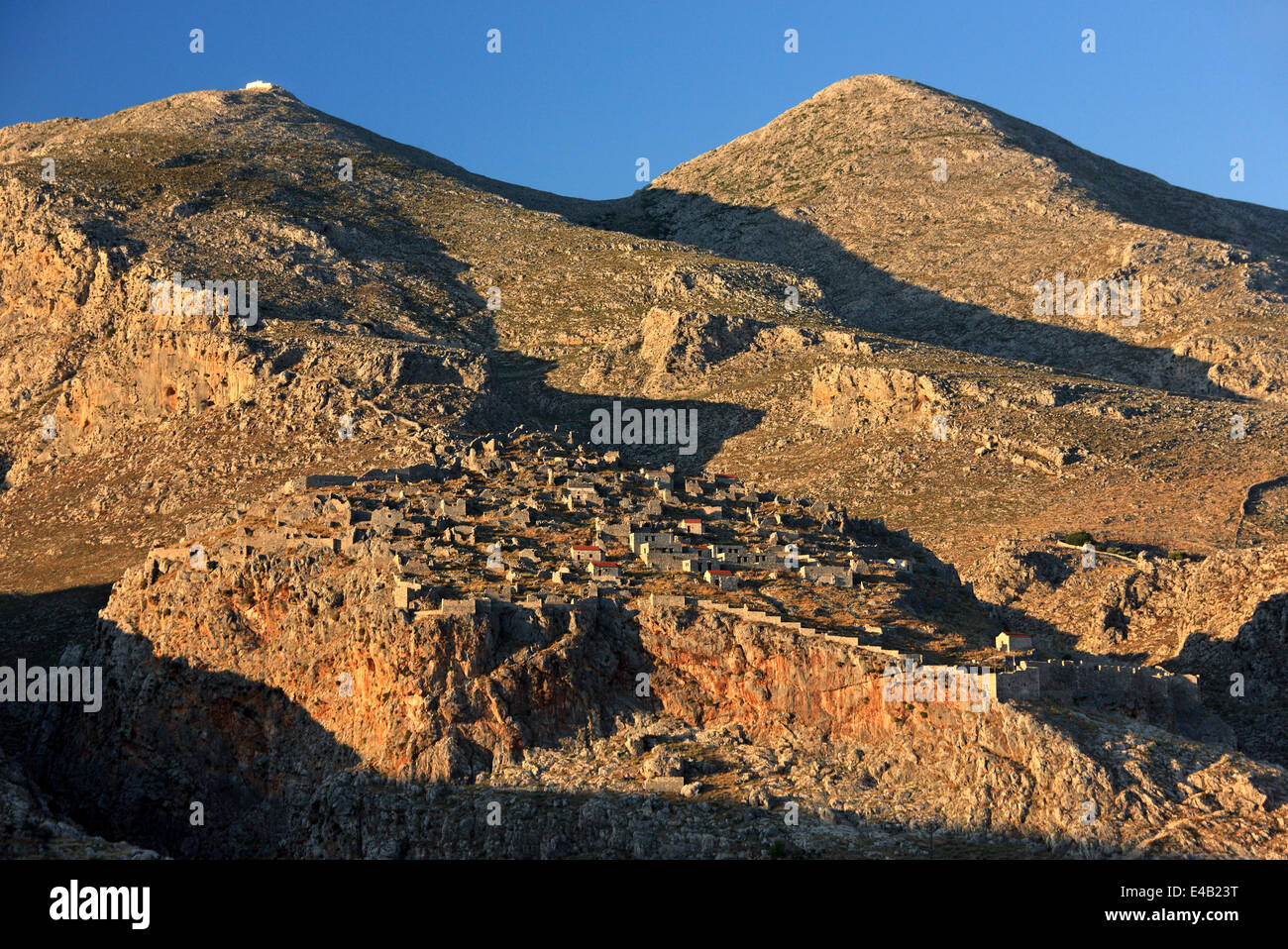 El castillo de Chora, Kalymnos isla, Dodecaneso, Mar Egeo, Grecia Foto de stock