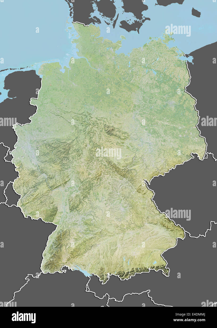 Alemania, Mapa en relieve con borde y máscara Foto de stock