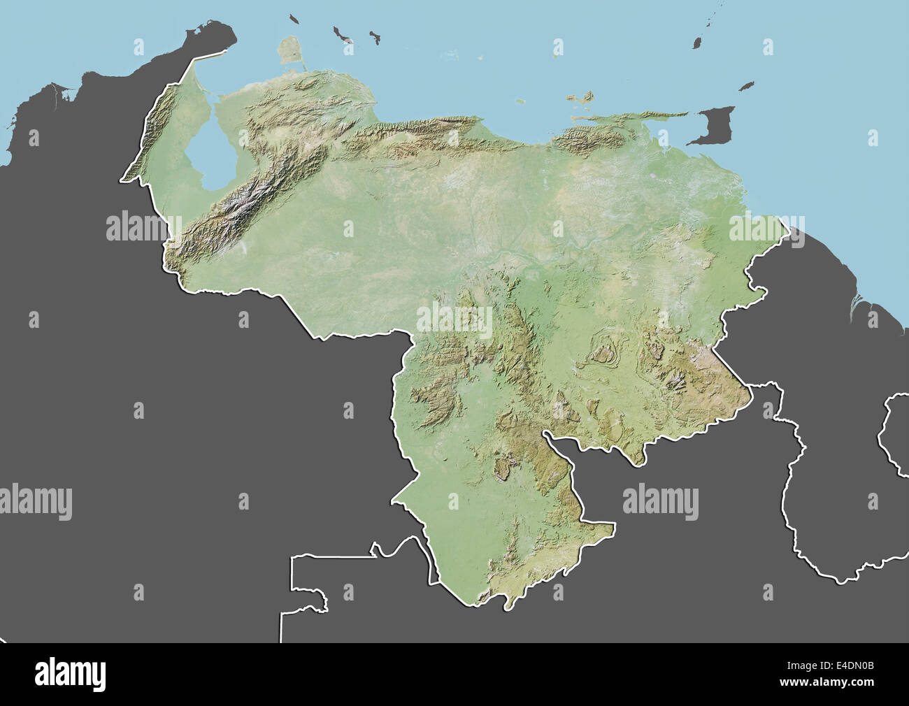 Venezuela, Mapa en relieve con borde y máscara Foto de stock