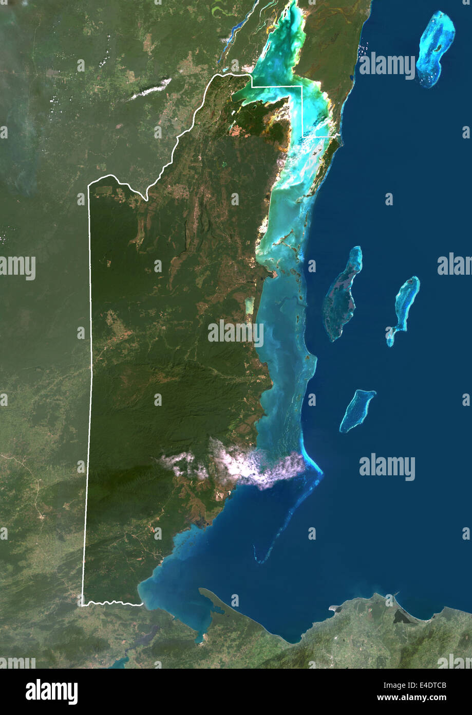 Belice Centroamérica Imagen De Satélite En Color Verdadero Con Borde Y Máscara Vista Satélite 3146