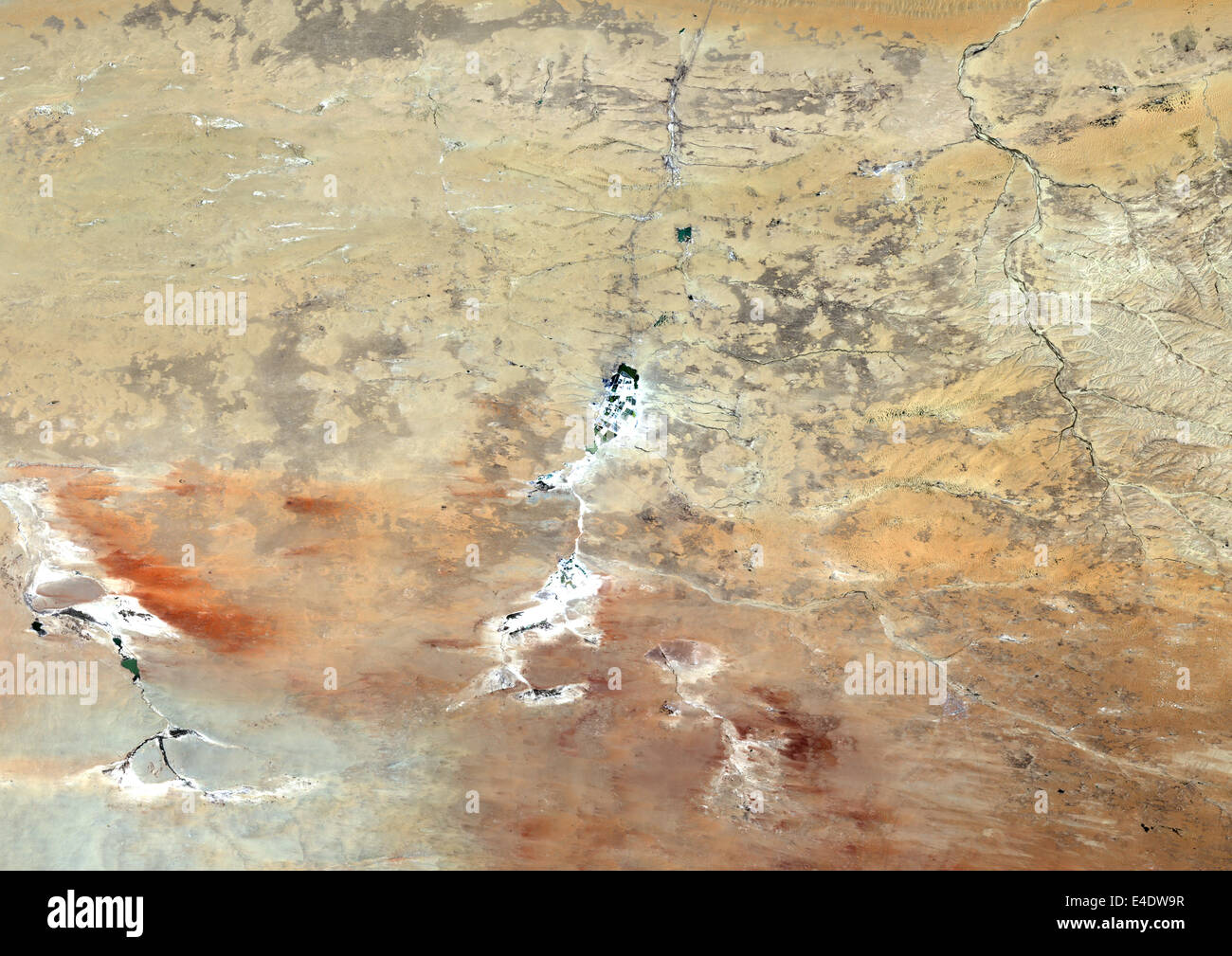 Meseta Ordos, China, Imagen de satélite de color verdadero. Meseta Ordos, China, imagen de satélite de color verdadero. La meseta Ordos en el interior Foto de stock