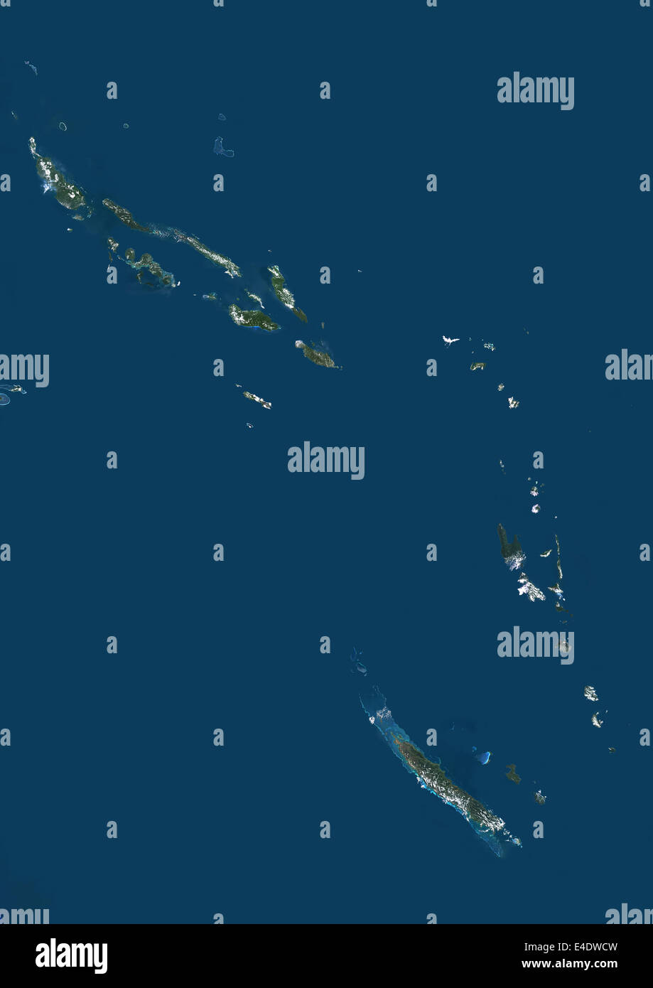 Vanuatu y las Islas Salomón, en Melanesia, Oceanía, Imagen de satélite de  color verdadero. Vista satélite de Vanuatu y las islas Salomón loca  Fotografía de stock - Alamy