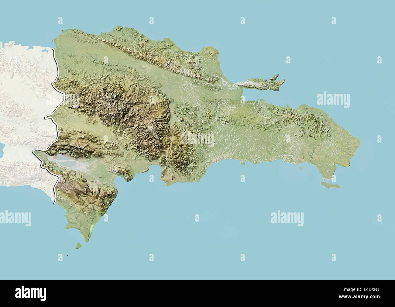 República Dominicana, Mapa en relieve con borde y máscara Fotografía de