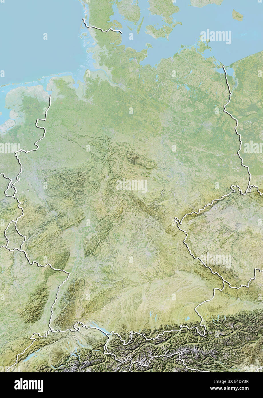 Alemania, Mapa en relieve con borde Foto de stock