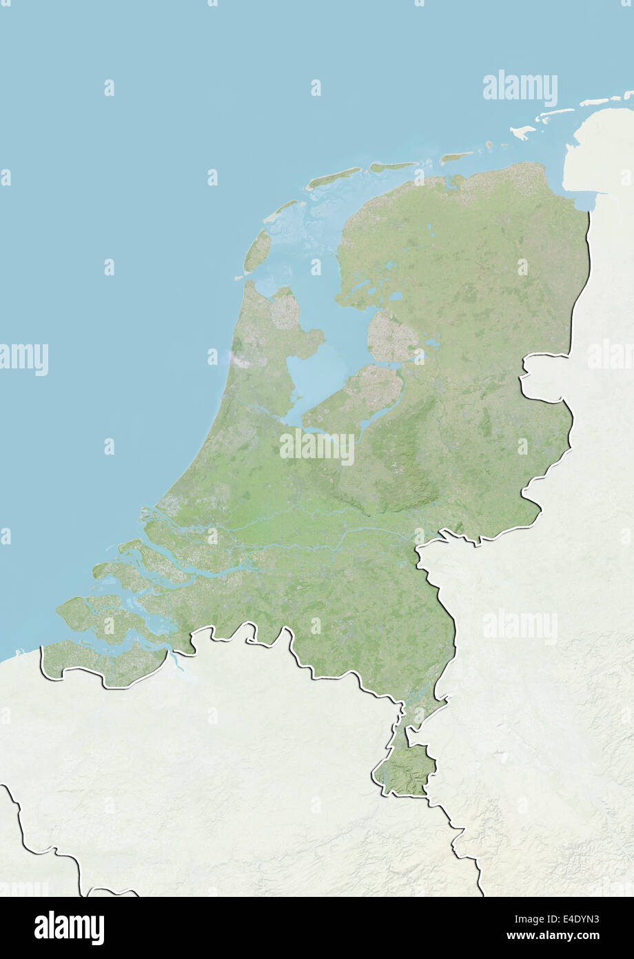 Países Bajos, Mapa en relieve con borde y máscara Foto de stock