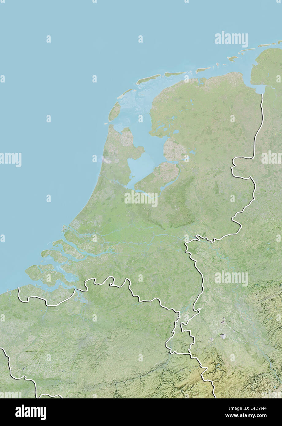 Países Bajos, Mapa en relieve con borde Foto de stock