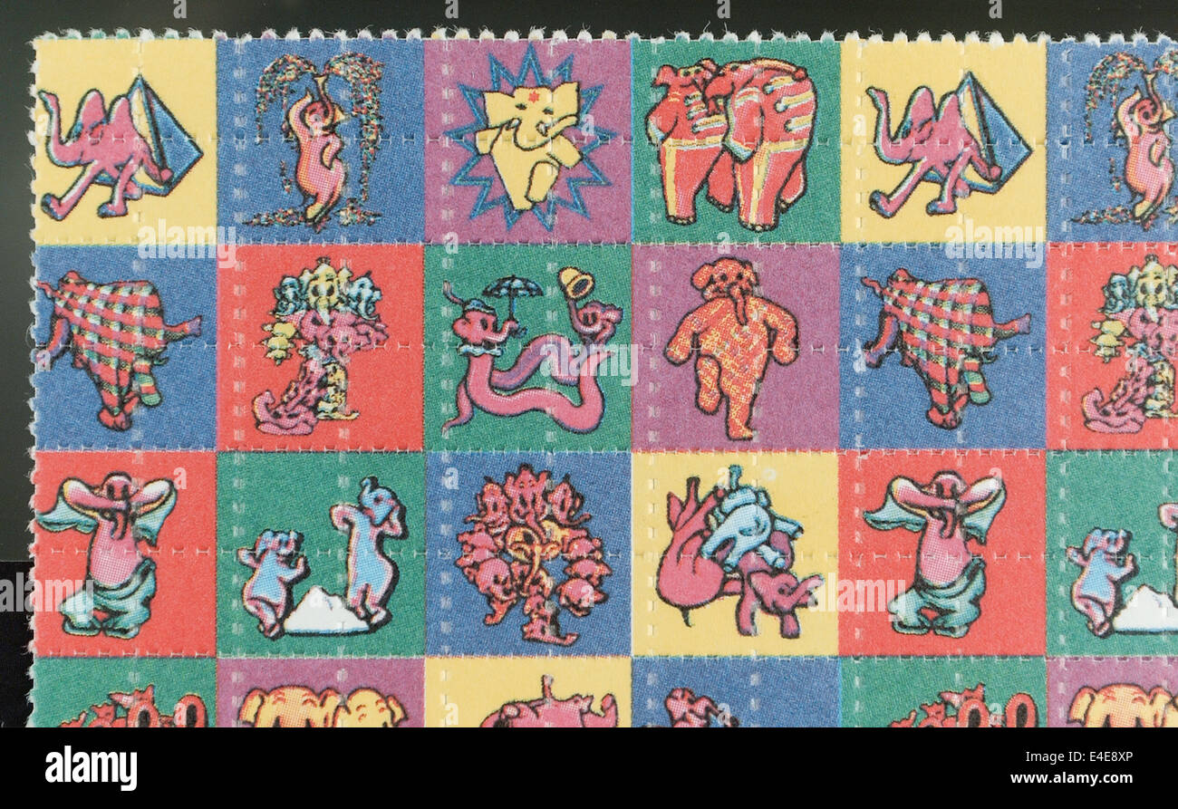 Imagen de secante de LSD incautadas por la Drug Enforcement Administration de los Estados Unidos (DEA). Foto de stock