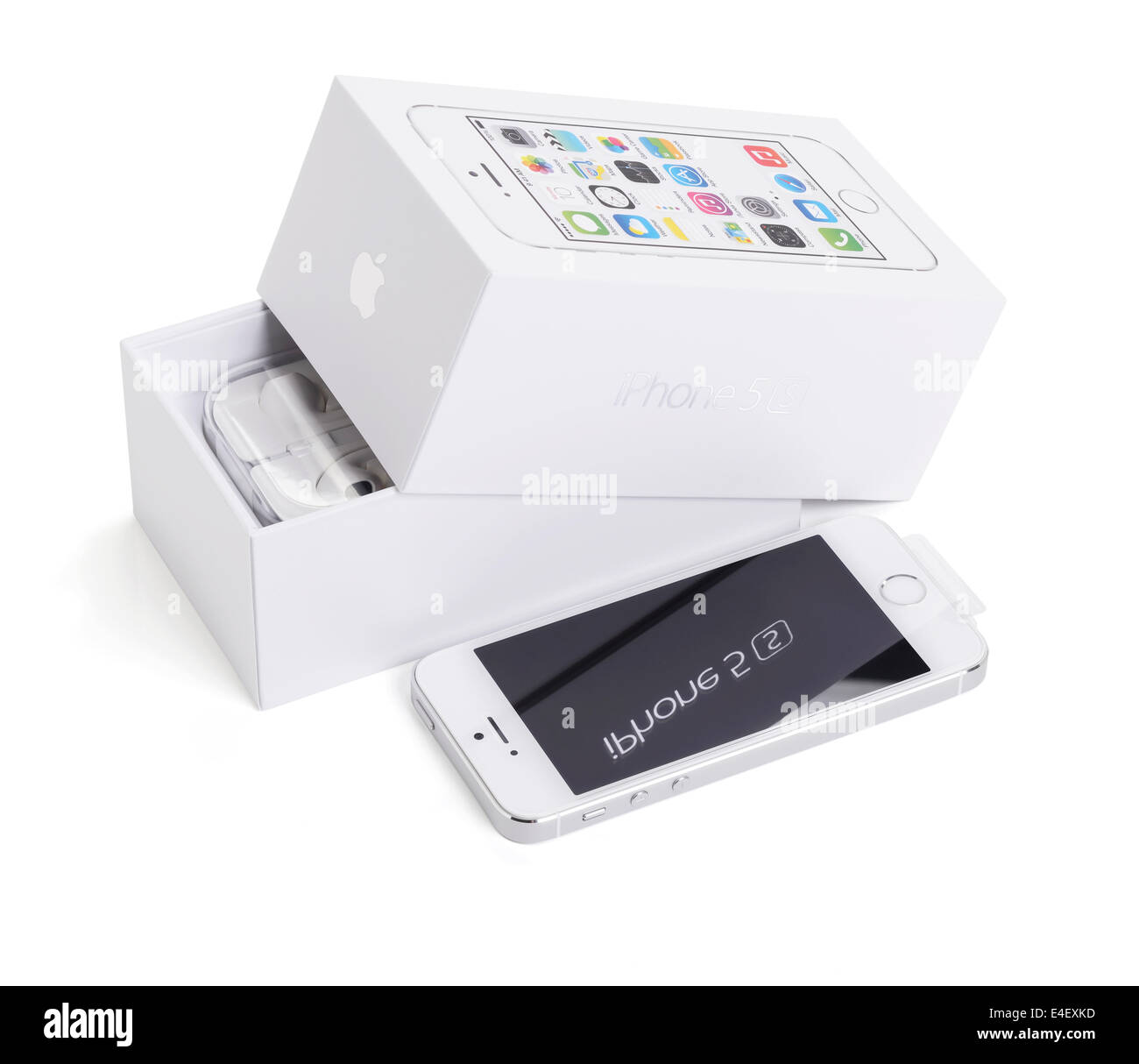 Un Apple iPhone 5s con el embalaje original Foto de stock