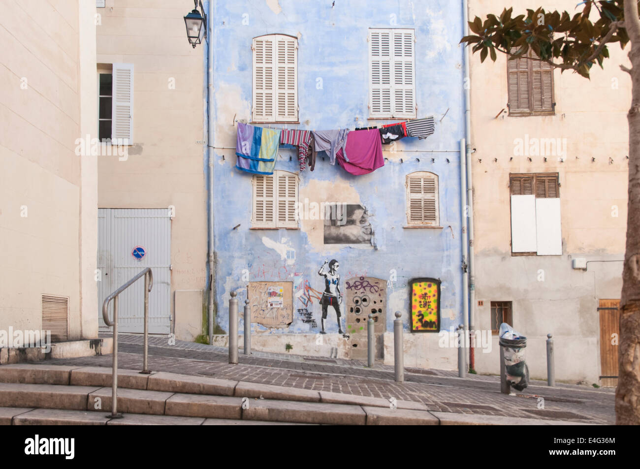 Le Panier barrio arquitectura, Marsella, Francia. Foto de stock