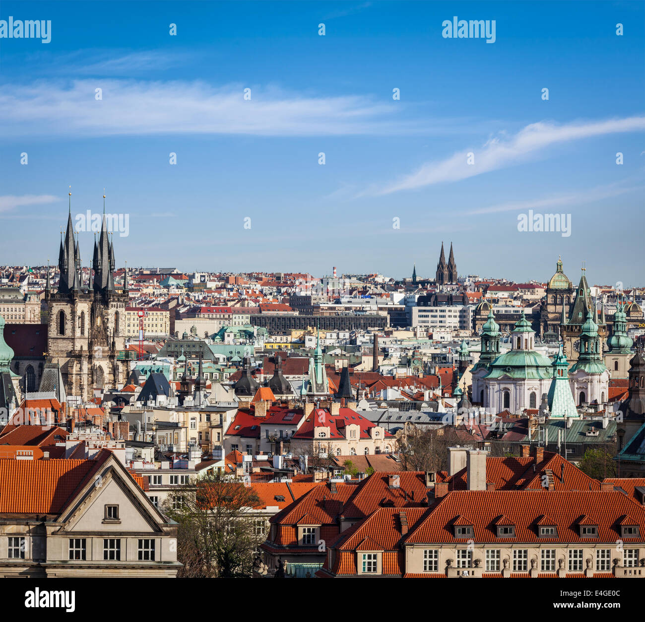 Vista aérea de la ciudad de Praga, República Checa Foto de stock