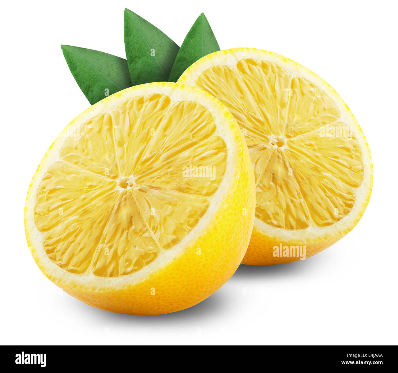 Limón con hojas en blanco Foto de stock