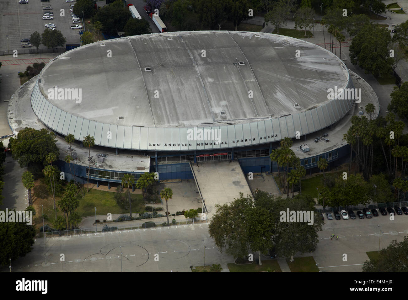 Los Angeles Memorial Sports Arena, de Los Ángeles, California, EE.UU. - antena Foto de stock