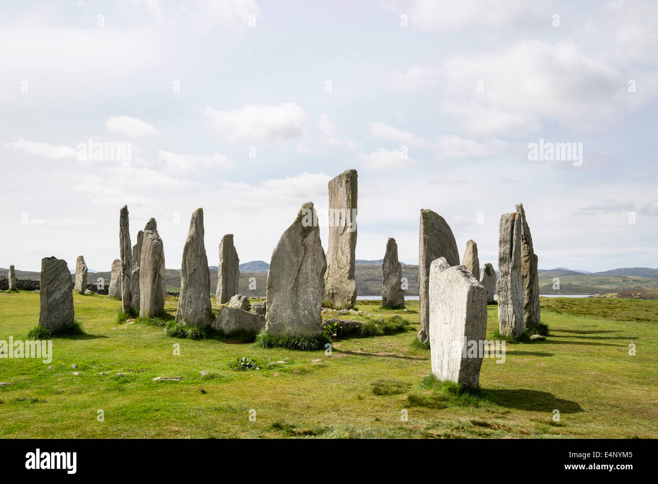 Círculo de piedra neolítica de Callanish Standing Stones desde 4500 BC Calanais Isle of Lewis Outer Hebrides Islas occidentales de Escocia UK Foto de stock