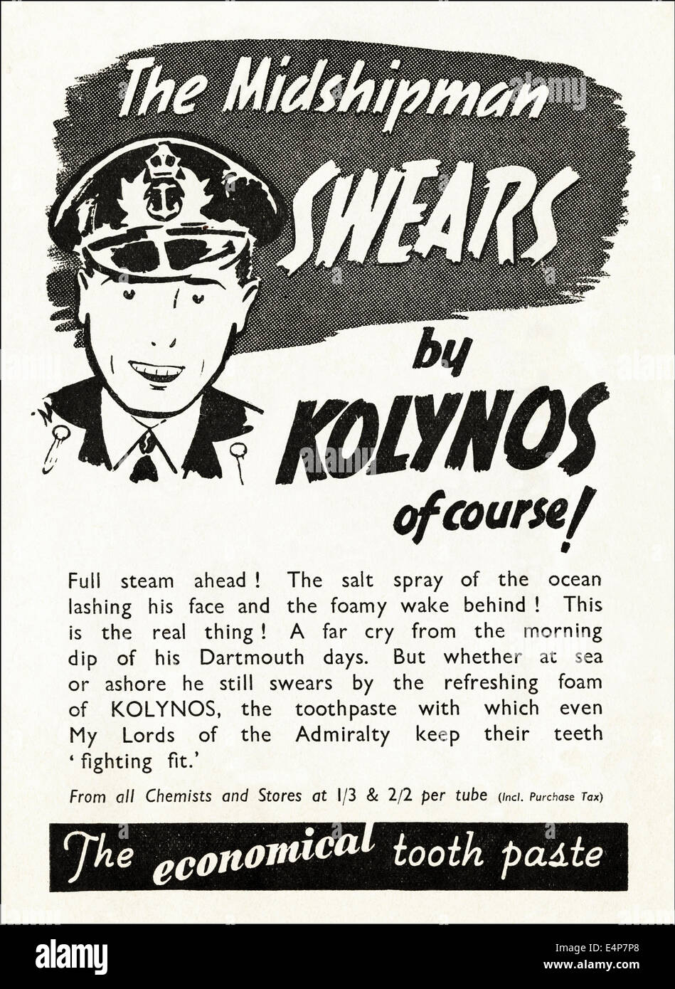 1940 anuncio de dentífrico KOLYNOS en la revista británica de fecha marzo  de 1942 Fotografía de stock - Alamy