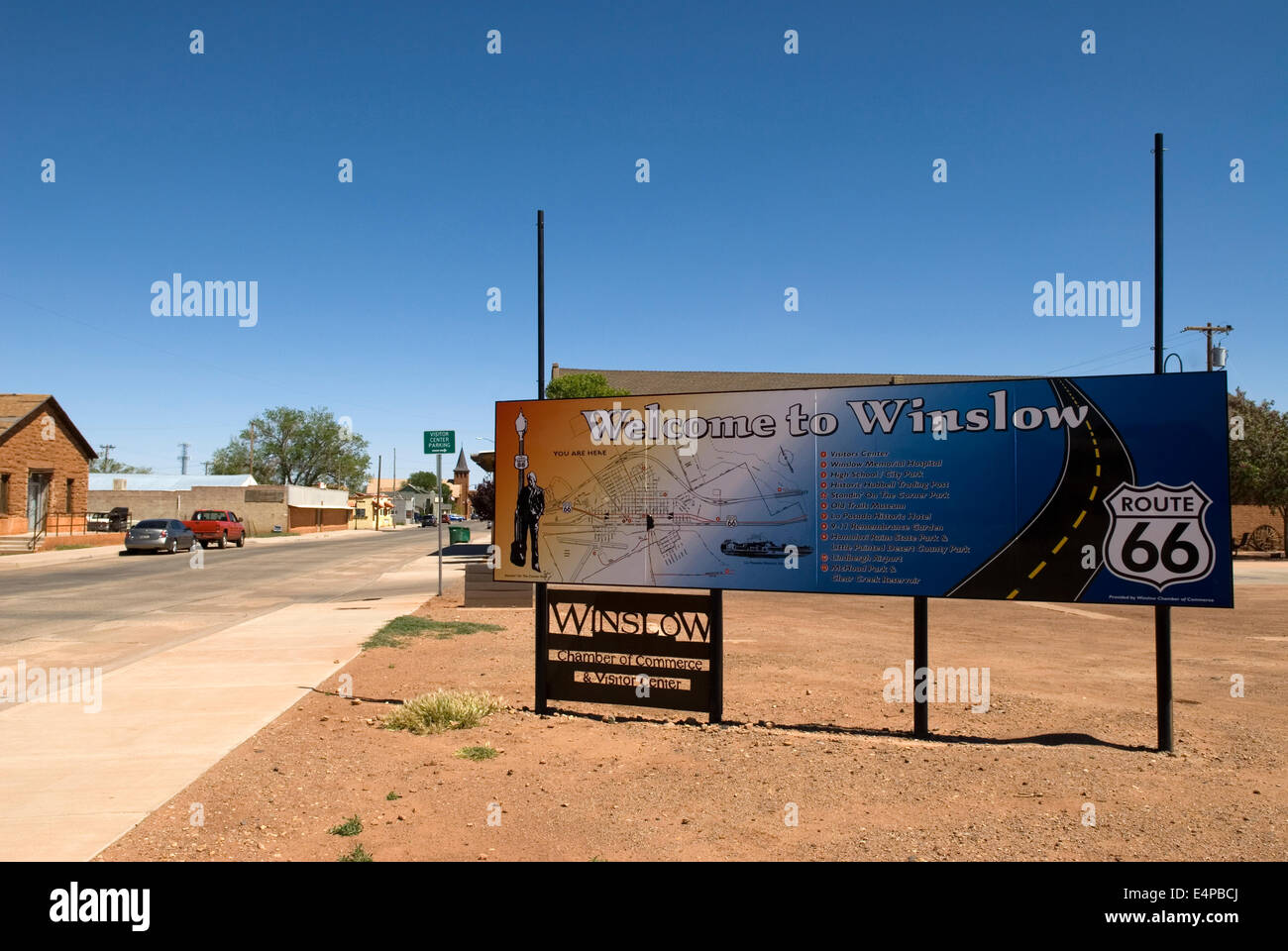 Bienvenido a Winslow Arizona signo de EE.UU. Foto de stock