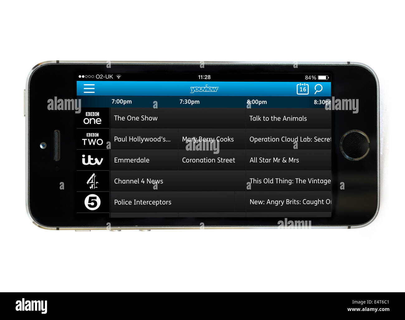 El control remoto YouView app de grabación en un Apple iPhone 5S, UK Foto de stock