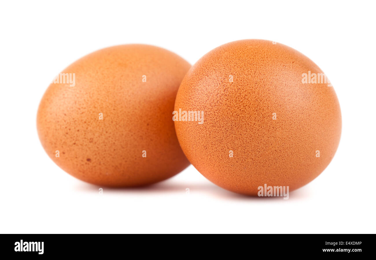 Par de huevos de gallina marrón Foto de stock