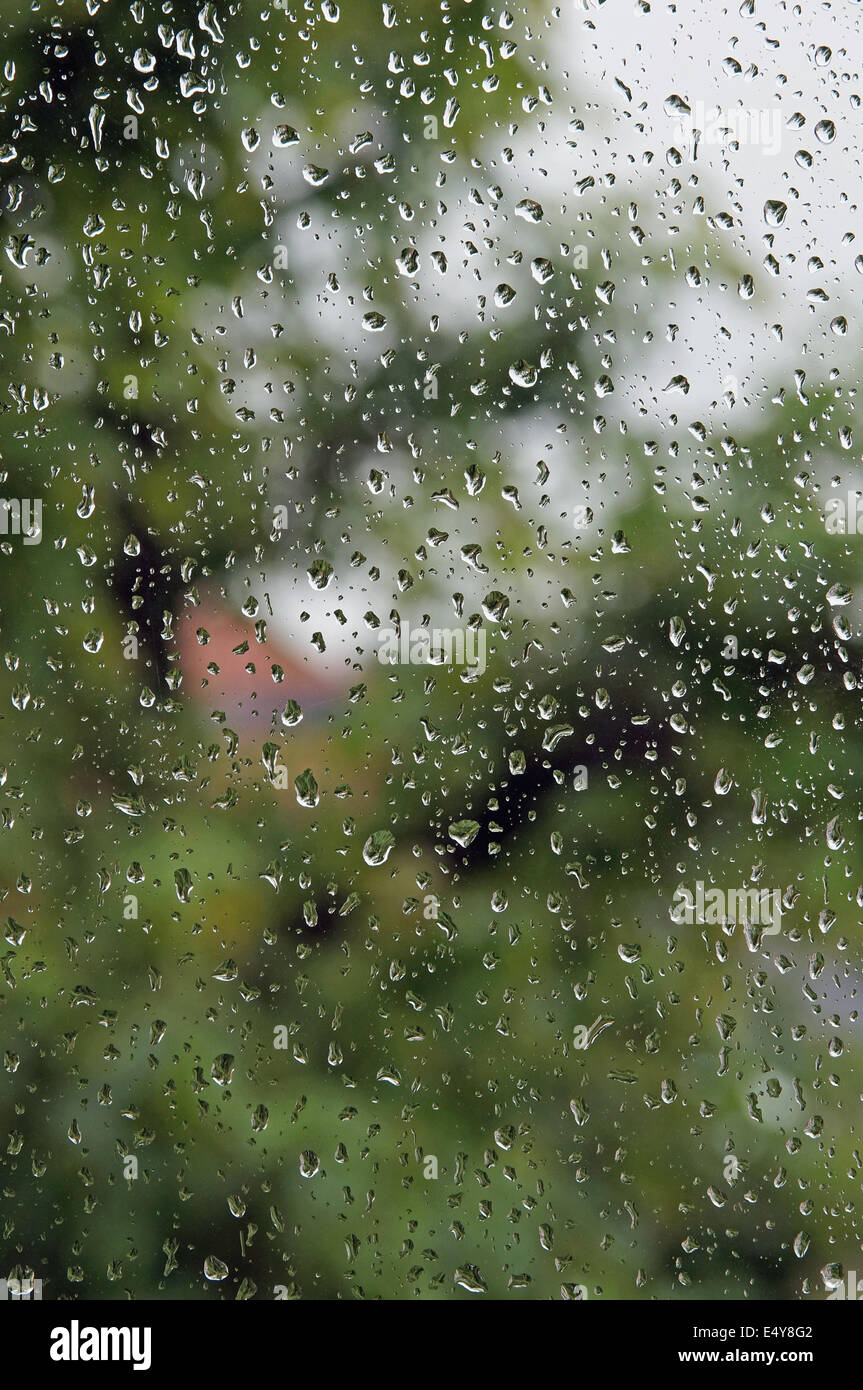 Las gotas de lluvia sobre la ventana Foto de stock