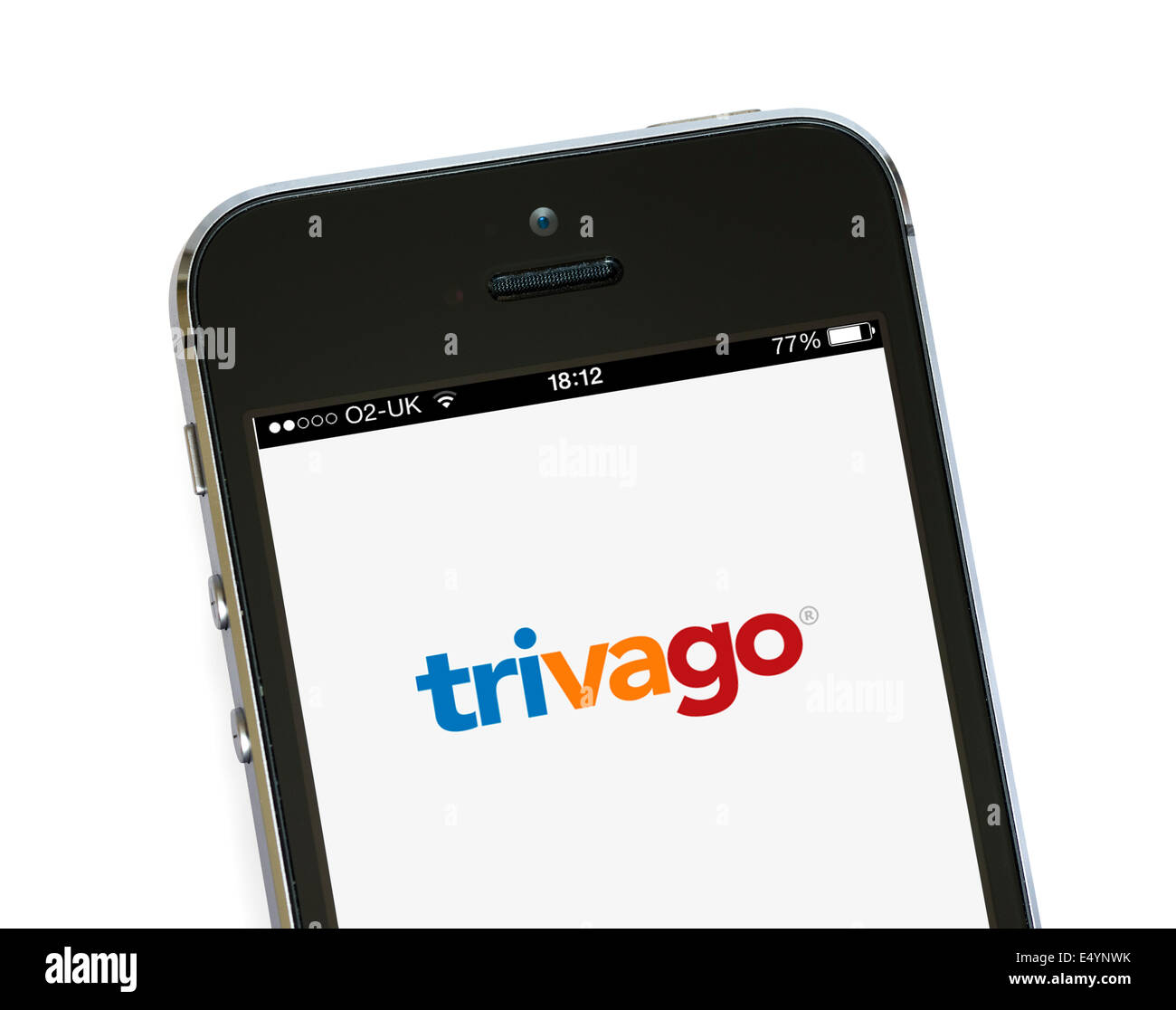 Trivago app, la herramienta de comparación de precios de hotel, en un Apple iPhone 5S, UK Foto de stock