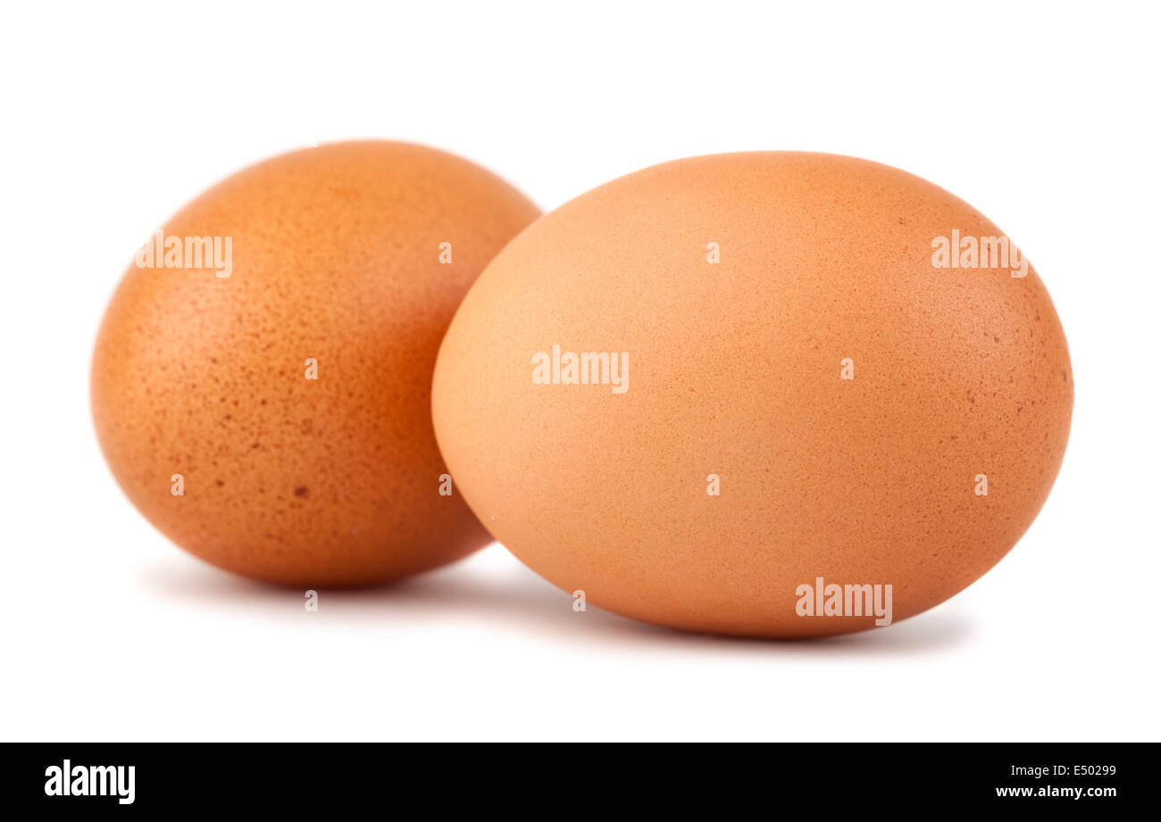 Dos huevos de gallina marrón Foto de stock