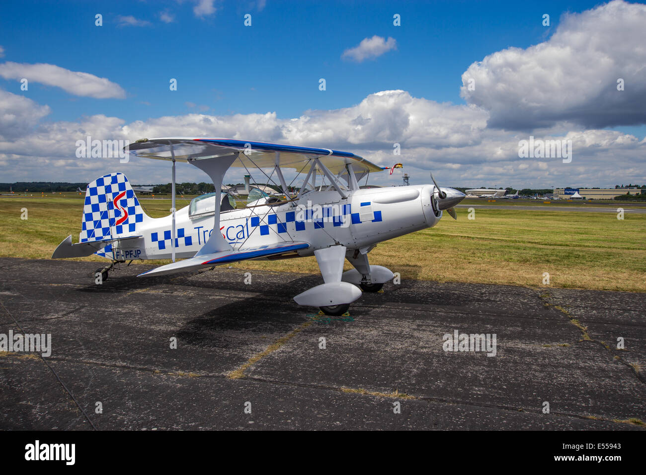 TRESCAL Starduster en Farnborough Air Show Internacional el 15 de julio de 2014 Foto de stock