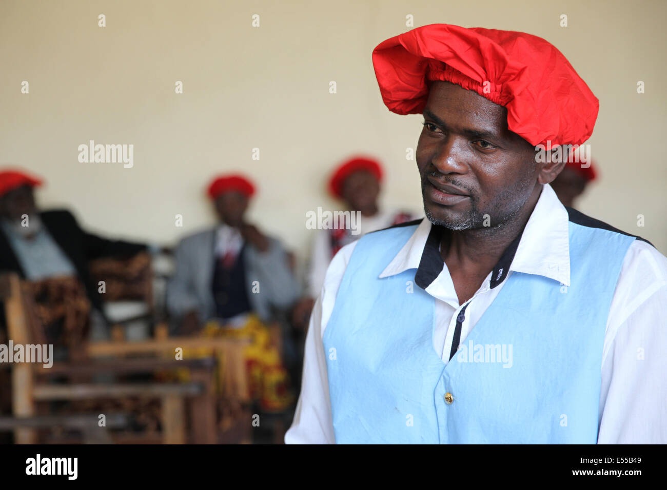 Miembro de la Kuta, la tradicional Lozi parlamento en Barotseland, Zambia Foto de stock