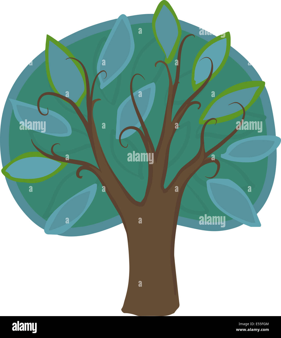 Ilustración de un árbol caducifolio de dibujos animados con luz y color verde oscuro y hojas de color azul, marrón, tronco y ramas. Aislados Fotografía de stock - Alamy Ilustración de un árbol caducifolio de dibujos animados con luz y color verde oscuro y hojas de color azul, marrón, tronco y ramas. Aislados Fotografía de stock - Alamy